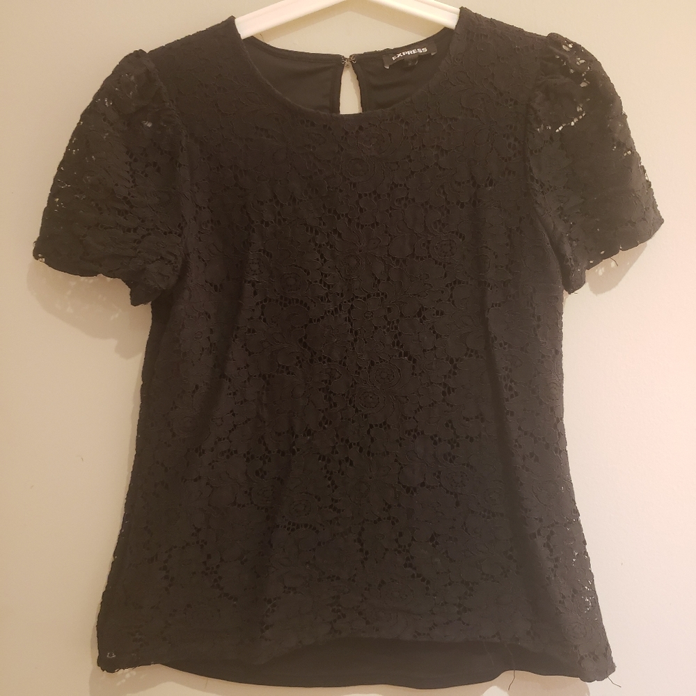 Express Black Lace Top